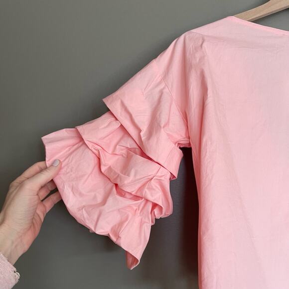 NWT LIONESS Esmerelda Wrap Top in Blush Size Small Pink Puff Sleeve Ruffles Sexy - Picture 12 of 16